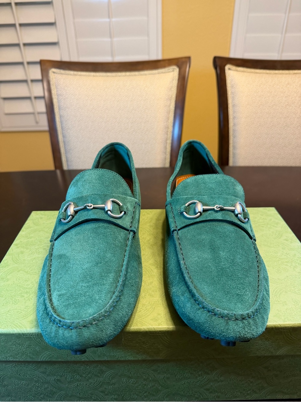 New Gucci Horsebit Suede Loafers Drivers Slip On Shoes Green UK 12 / US 12.5 - Picture 5 of 16